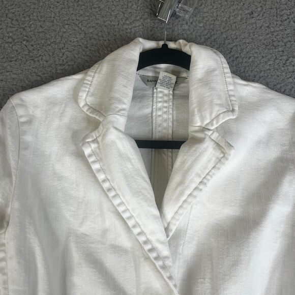 Banana Republic Denim Jacket Womens 6 White Trucker Button Cotton Stretch - Picture 3 of 11